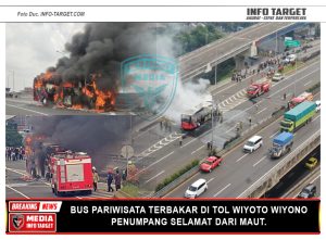 Bus Pariwisata Terbakar di Tol Wiyoto Wiyono, Penumpang Selamat dari Maut.