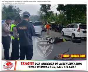 Tragis! Dua Anggota Drumben Sukabumi Tewas Dilindas Bus, Satu Selamat