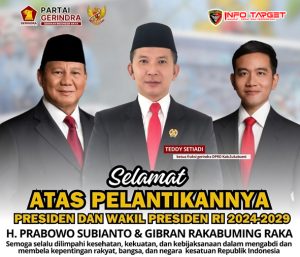 Ketua Fraksi Gerindra DPRD Kabupaten Sukabumi, Teddy Setiadi, Ucapkan Selamat Atas Pelantikan Presiden Prabowo dan Wakil Presiden Gibran, Harapan Baru untuk Indonesia!