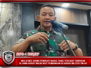 MULAI MEI, SISWA PEMBUAT NAKAL YANG TERLIBAT TAWURAN DI JAWA BARAT WAJIB IKUT PEMBINAAN DI BARAK MILITER TNI AD