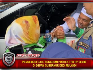 PENGEMUDI OJOL SUKABUMI PROTES THR Rp 50.000 DI DEPAN GUBERNUR DEDI MULYADI
