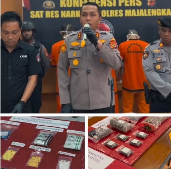 POLRES MAJALENGKA BONGKAR 9 KASUS NARKOBA DALAM DUA PEKAN, BERBAGAI JENIS OBAT TERLARANG DIAMANKAN