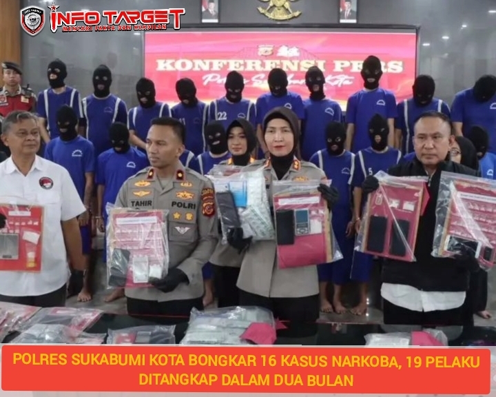 POLRES SUKABUMI KOTA BONGKAR 16 KASUS NARKOBA, 19 PELAKU DITANGKAP DALAM DUA BULAN