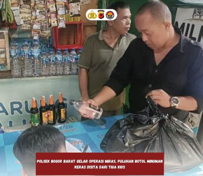 Polsek Bogor Barat Gelar Operasi Miras, Puluhan Botol Minuman Keras Disita