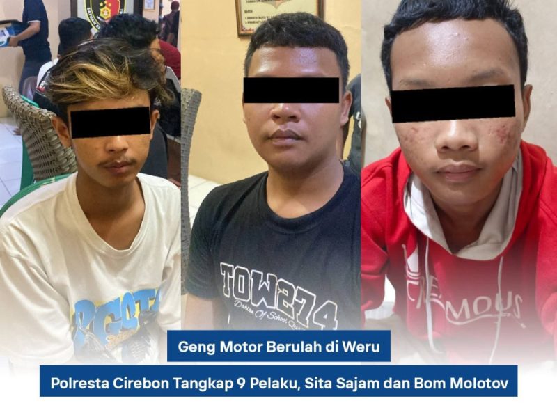 Geng Motor Berulah di Weru, Polresta Cirebon Tangkap 9 Pelaku, Sita Sajam dan Bom Molotov