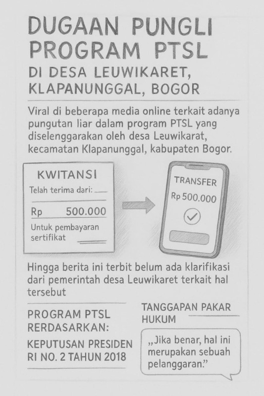 Dugaan Pungutan Liar Program PTSL di Desa Leuwikaret, Bogor Viral di Media Online