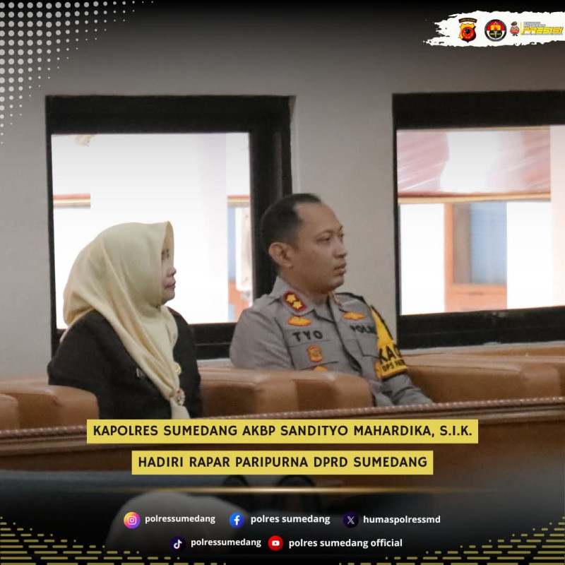 Kapolres Sumedang Hadiri Rapat Paripurna DPRD Sumedang
