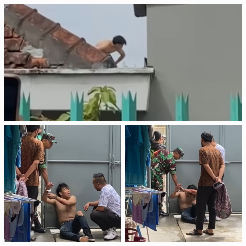 PEMUDA DIDUGA PELAKU PENCURIAN PANIK, DIPERKETAT WARGA HINGGA NAIK KE ATAP RUMAH DI SUKABUMI