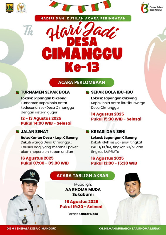DEMI KEPALA DESA CIMANGGU MEMPERINGATI HARI JADI KE-13, DESA CIMANGGU GELAR SERANGKAIAN ACARA MERIAH UNTUK WARGA