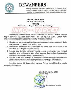 DEWAN PERS SERUKAN PROFESIONALISME DAN KESELAMATAN JURNALIS SAAT LIPUT AKSI DEMO DI SELURUH INDONESIA