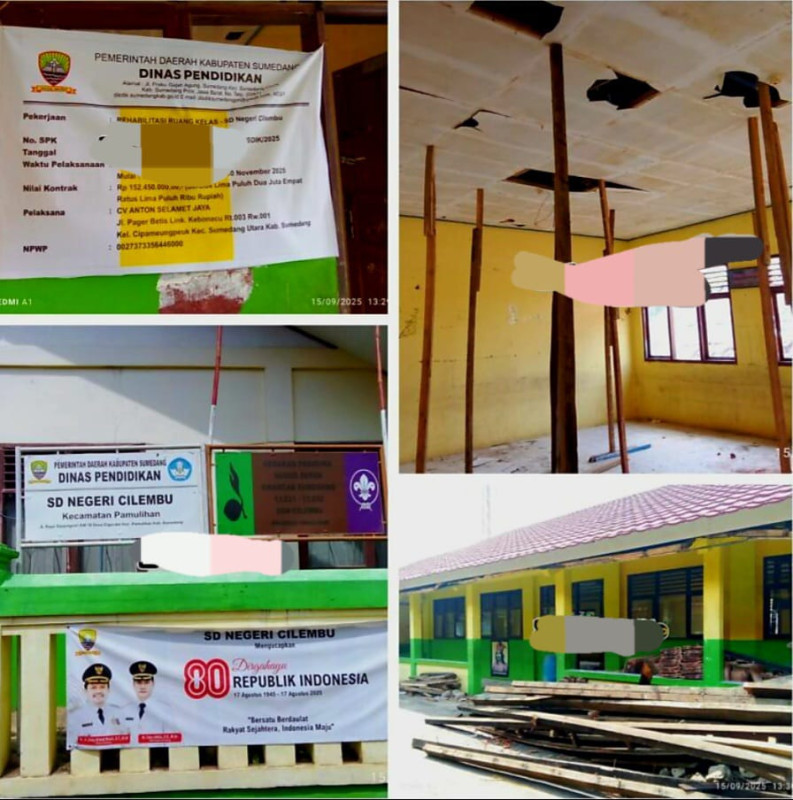 CV ANTON SELAMAT JAYA DIDUGA TERLANTARKAN PROYEK REHABILITASI SD NEGERI CILEMBU